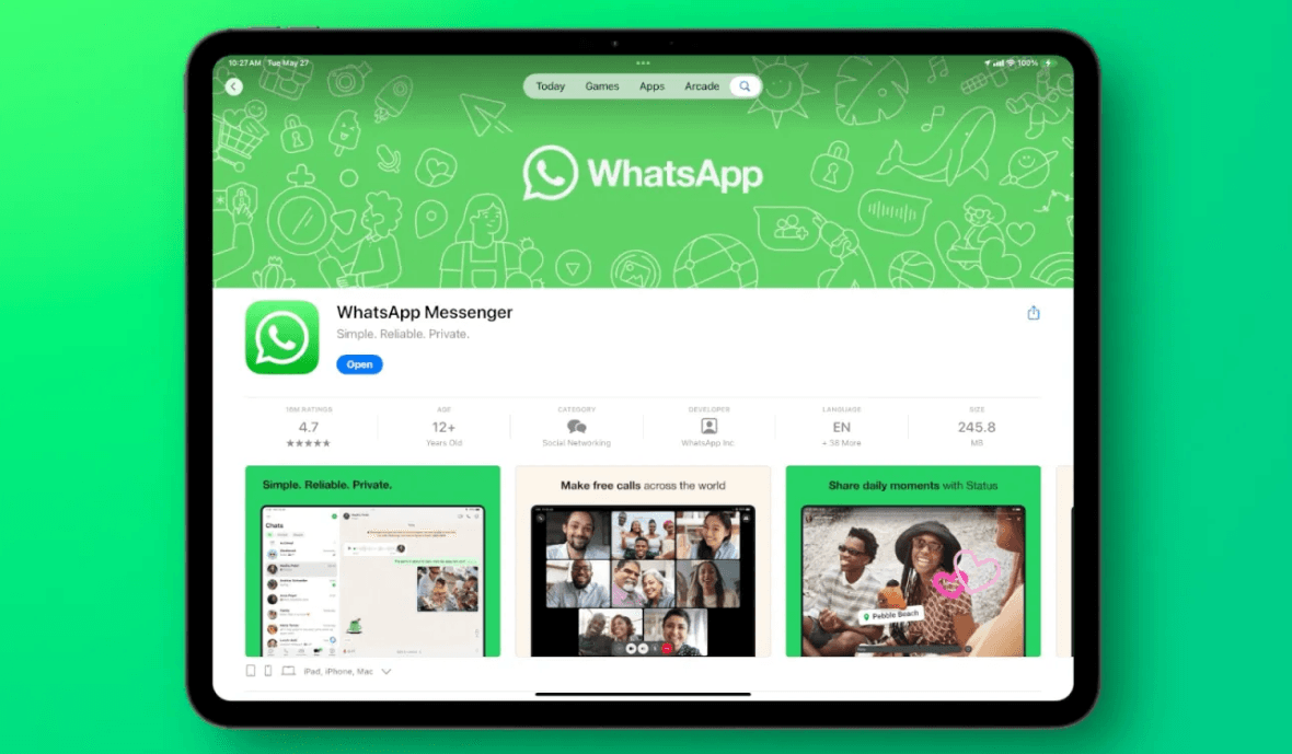 واتساب يصل لأجهزة آيباد رسميا بعد انتظار طويل