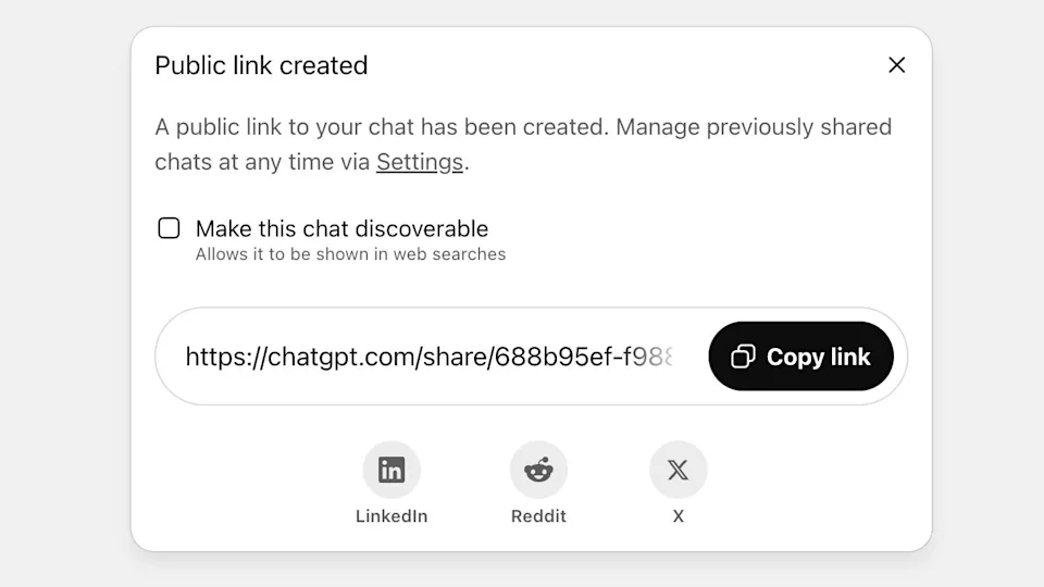 OpenAI تلغي ميزة جعل محادثات ChatGPT قابلة للبحث على جوجل