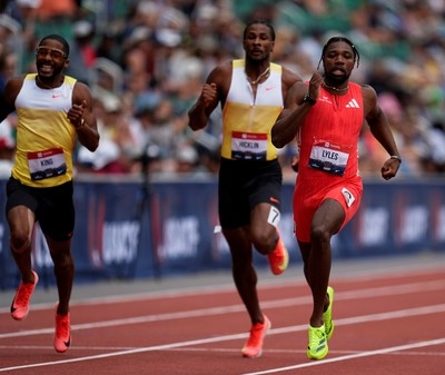 Lyles beats Bednarek in 200m showdown, tension boils over at finish line