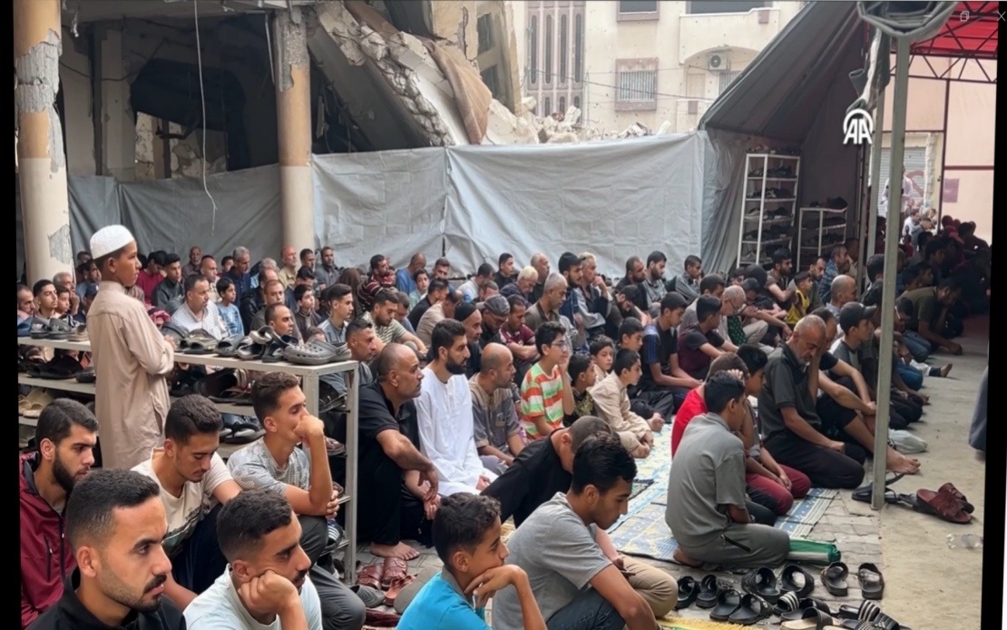 Muslims Perform Eid Al-Adha Prayers At Heavily Damaged Al-Kanz Mosque In Gaza