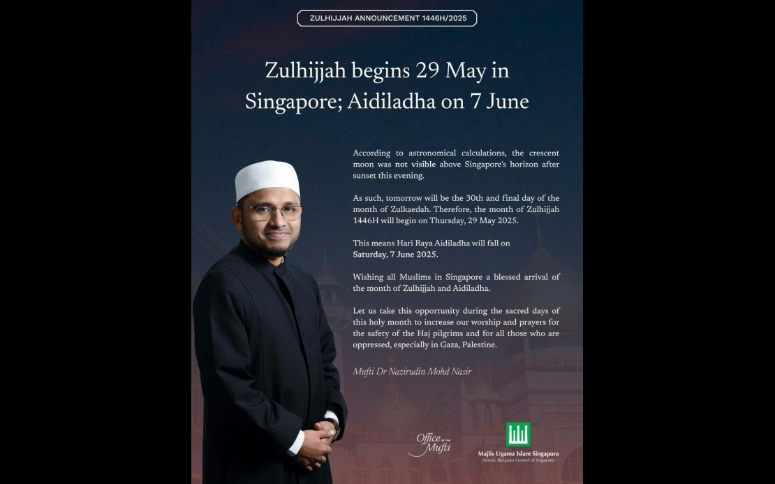 Muslims In Singapore To Celebrate Aidiladha On June 7 -- Mufti