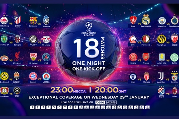 BeIN Sports to air all 18 UEFA Champions League matches