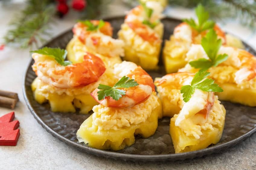 Shrimp and cheese mashed potato bites