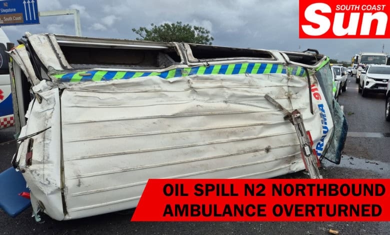 Emergency response vehicle overturned near old airport
