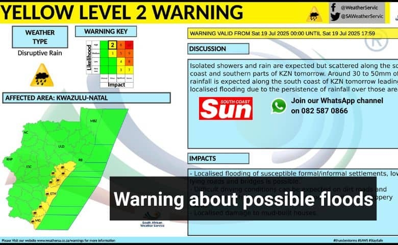 Heavy rain warning issued for the coast