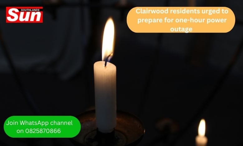 Clairwood residents urged to prepare for one-hour power cut