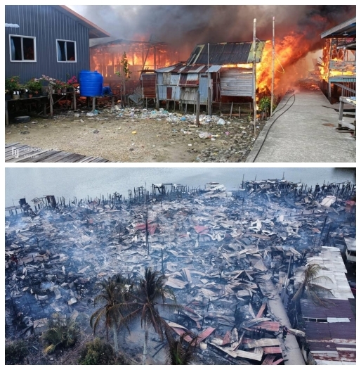 Morning blaze hits stilt houses in Sandakan [Updated]