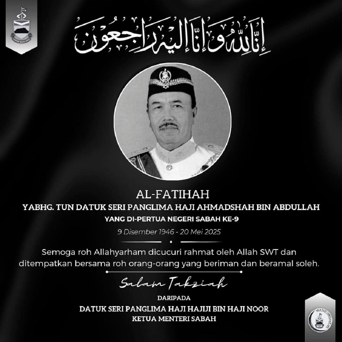 Hajiji expresses condolences to family of former Sabah Governor