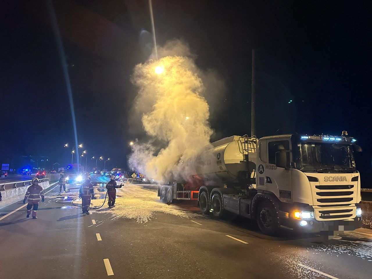 Fuel tanker catches fire near Taman Indah Permai