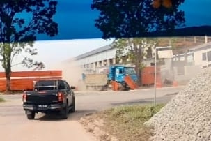 Chase ensues after lorry wrecks KKIP site gate damaging Myvi