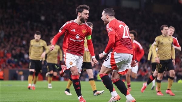 هاتريك برونو فيرنانديز يقود مانشستر يونايتد للتأهل إلى ربع نهائى الدورى الأوروبى