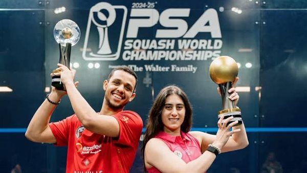 صبحي يهنئ نور الشربيني ومصطفى عسل بعد تتويجهما ببطولتي العالم للإسكواش