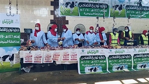 ذبح 45 عجلا بمجزر بى العرب بمركز الباجور لتوزيع لحومها على الأسر الأكثر احتياجا