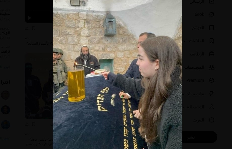 بالفيديو.. المجندة أغام بيرغر تقتحم رفقة عشرات المستوطنين قبر يوسف بنابلس