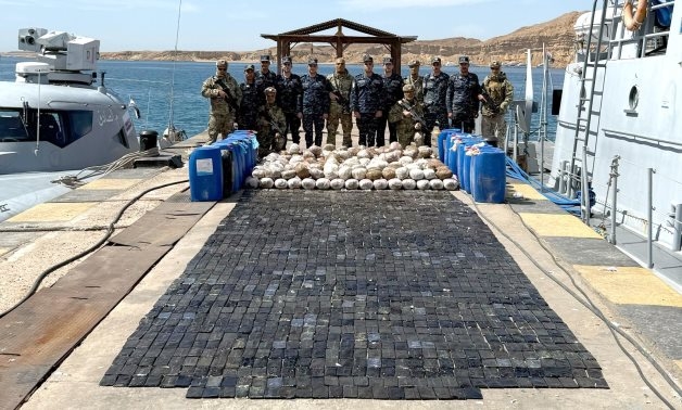 Photos: Egyptian naval forces foil drug smuggling attempt via Red Sea