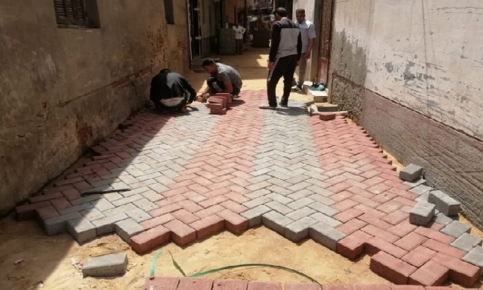 بتكلفة 654 ألف جنيه.. تركيب بلاط الإنترلوك بشوارع الرحمانية في البحيرة