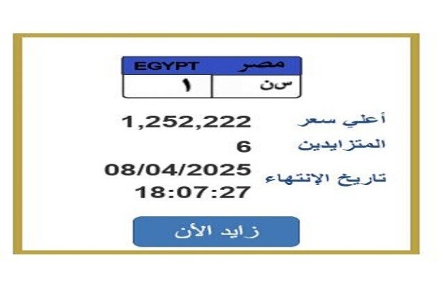 سعرها تخطى المليون جنيه.. التزايد يشتعل على لوحة سيارة مميزة