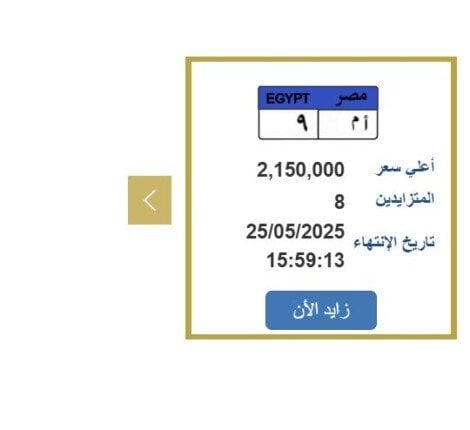 سعرها تخطى 2 مليون جنيه.. مزايدة نارية على لوحة سيارة مميزة