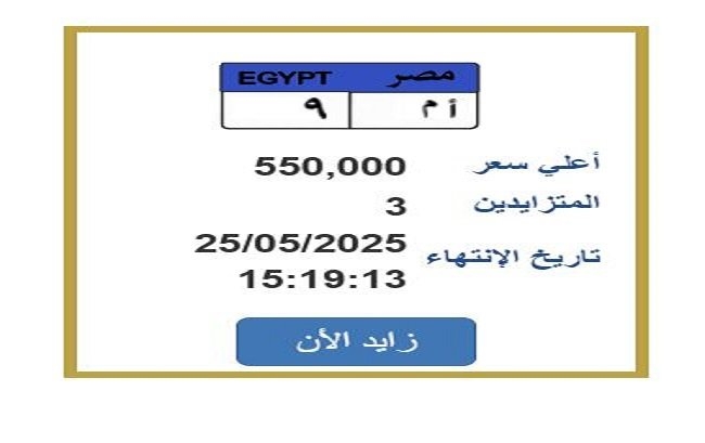 سعرها تخطى النصف مليون جنيه.. التزايد يشتعل على لوحة سيارة مميزة