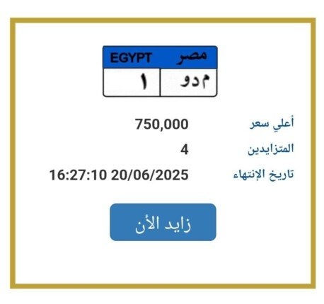 اقتربت من مليون جنيه.. مزايدة نارية على لوحة سيارة مميزة