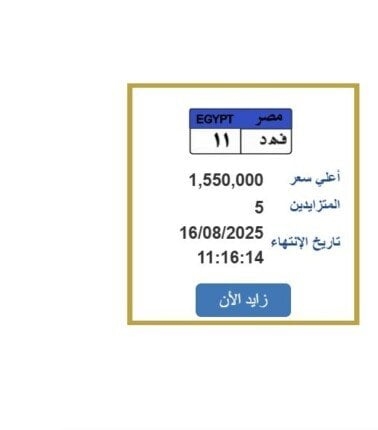 سعرها تخطى مليون ونصف.. التزايد يشتعل على لوحة سيارة مميزة