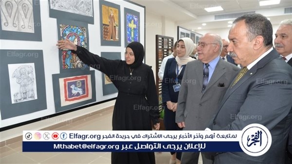 محافظ أسيوط يتفقد قافلة طبية مجانية ومعرضًا فنيًا لطلاب الفنون التطبيقية بجامعة بدر