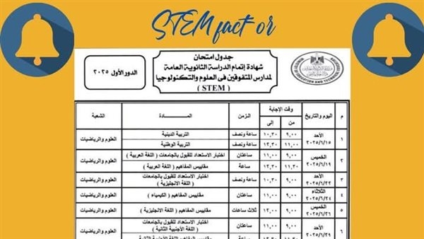 طلاب مدارس «STEM» يناشدون بإعادة النظر وتعديل جدول امتحانات شهادة الثانوية