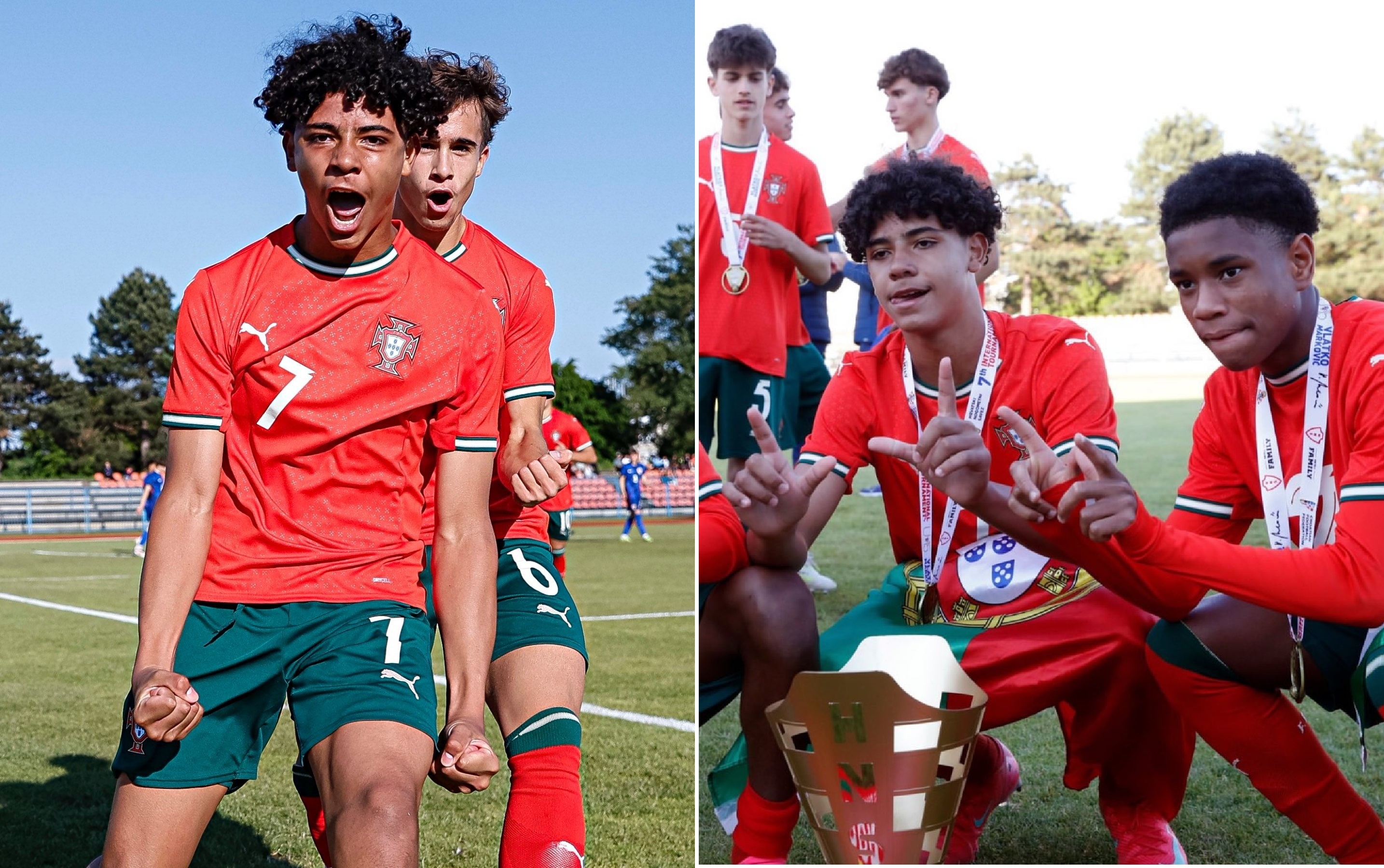 كيف احتفل ابن رونالدو بأولى أهدافه مع منتخب البرتغال (فيديو)