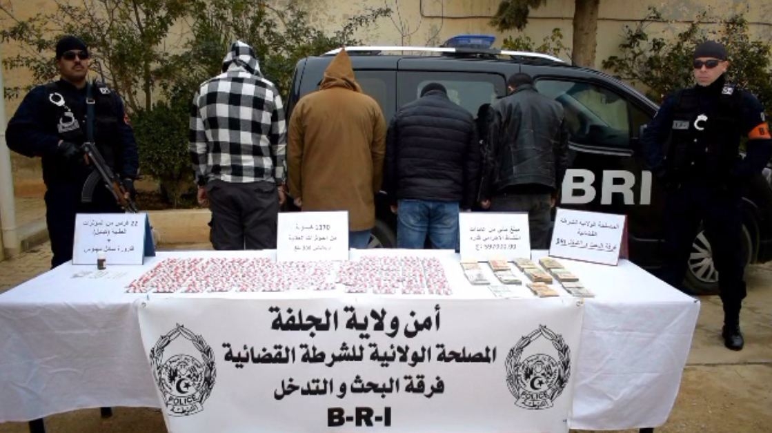 الجلفة: تفكيك شبكة إجرامية وحجز ما يقارب 1400 قرص مهلوس