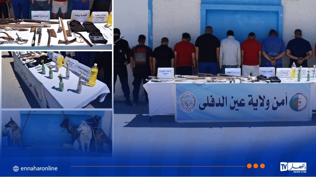 عين الدفلى.. الإطاحة بعصابة خطيرة تتكون من 21 شخصا وحجز أسلحة بيضاء بالعطاف