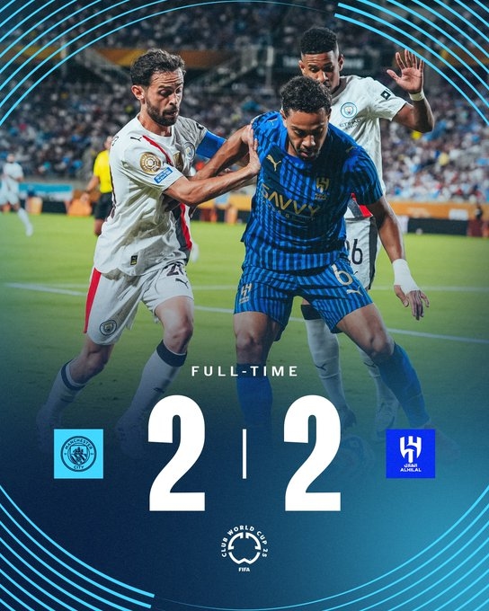 الهلال ضد السيتي .. التعادل مستمر والمباراة الي الاشواط الاضافية