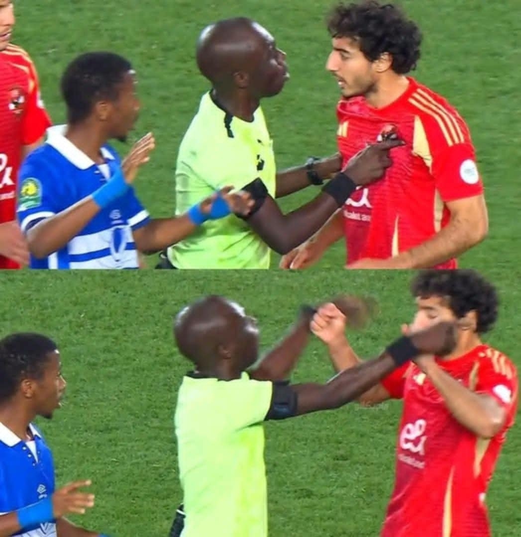 الكاف يعلن إيقاف الحكم التشادي بسبب واقعة دفع لاعب الأهلي