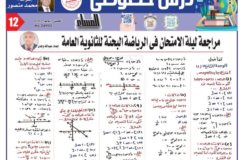 18 سؤالا بالاجابات في التفاضل الوحدة الثانية لـ الثانوية العامة