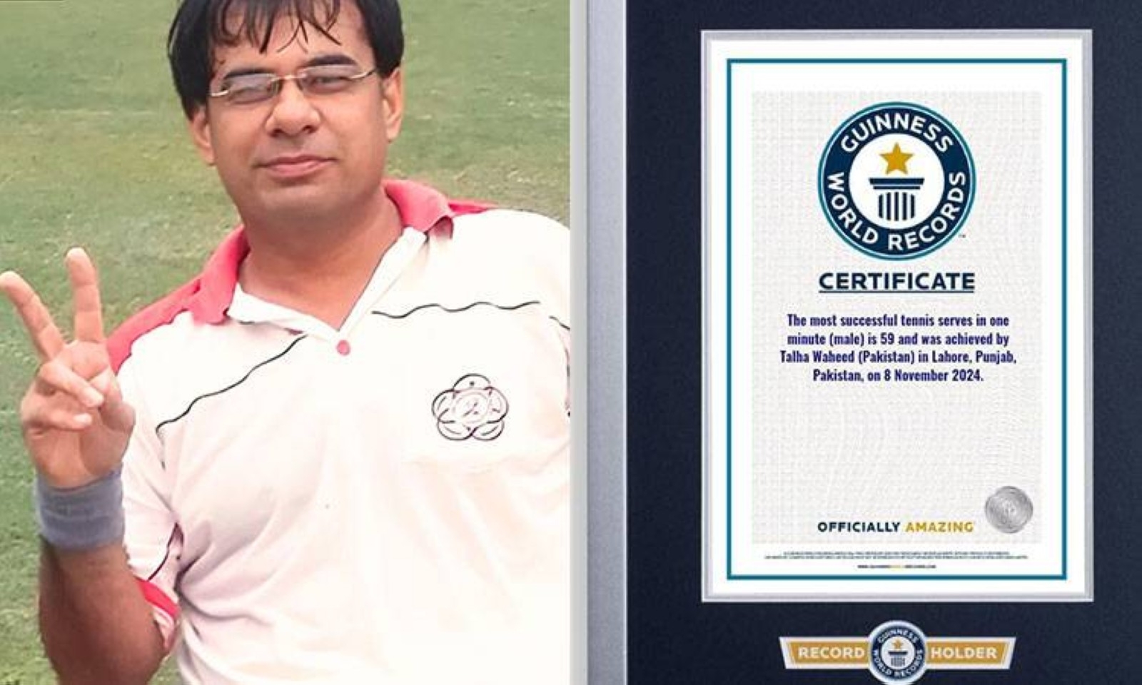 Pakistan tennis player Waheed breaks record for most serves in a minute