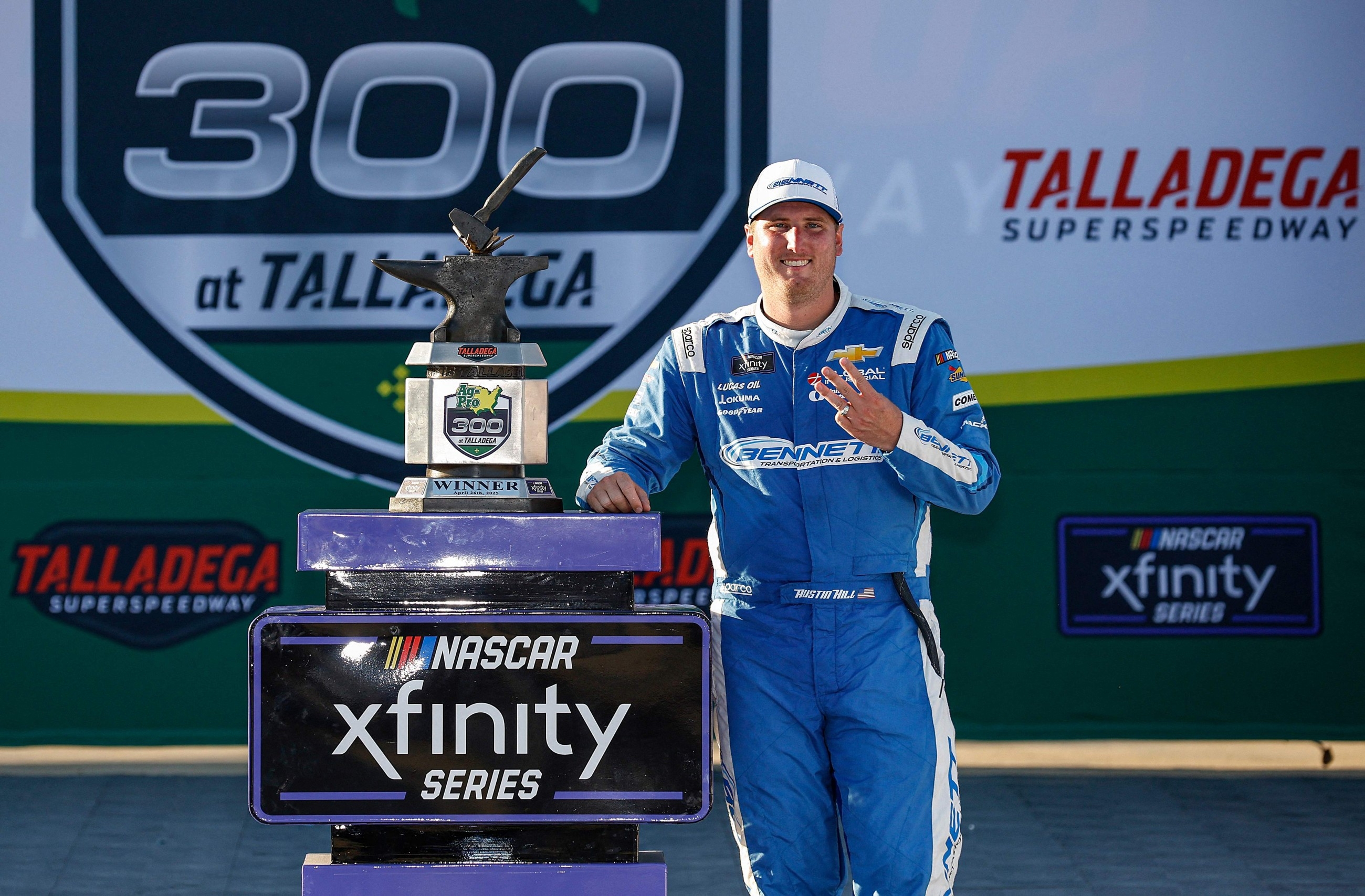Austin Hills gets historic Talladega win after late caution