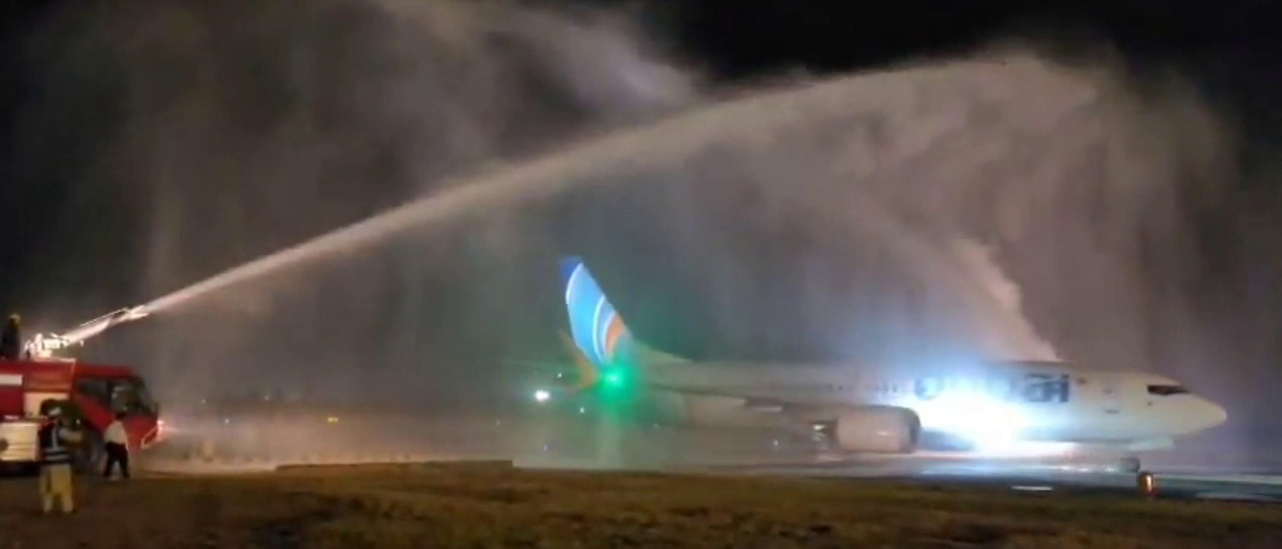 Dubai-based flydubai's inaugural flight lands at Peshawar's Bacha Khan Airport