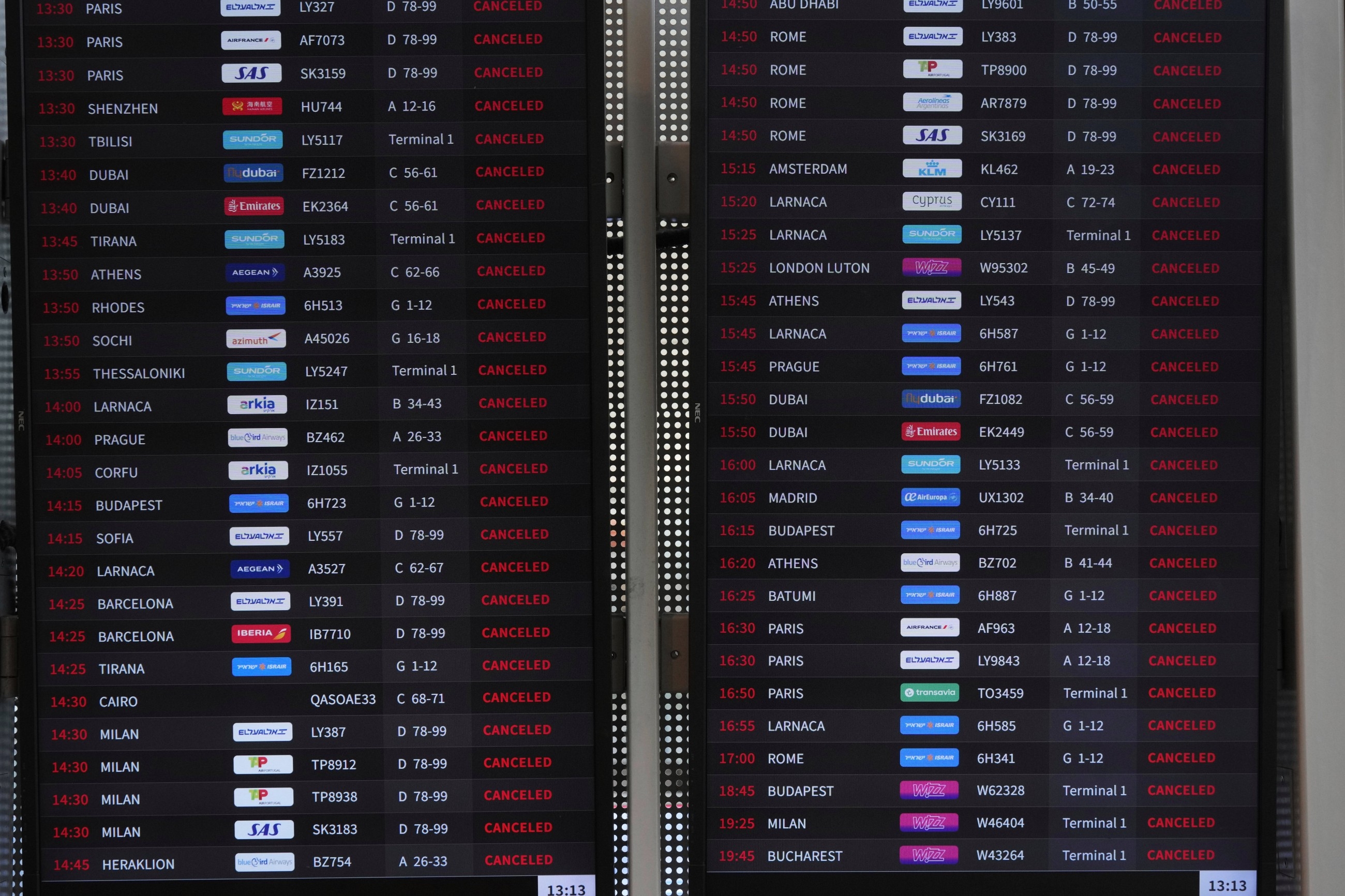 Airports close across Mideast as the Israel-Iran conflict shutters the region's airspace