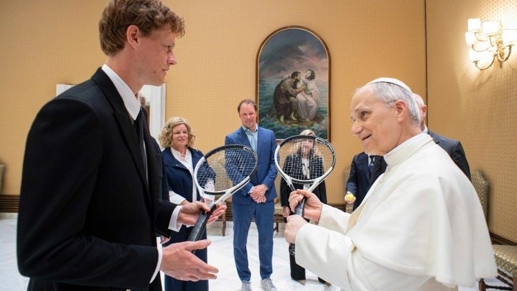 Pope Leo XIV meets with tennis champion Jannik Sinner