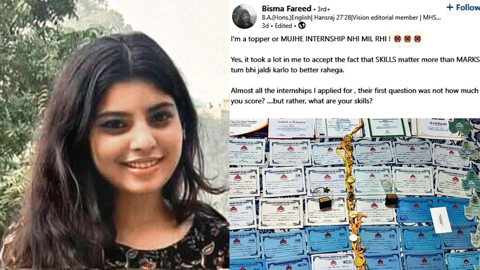 Topper = Confirmed internship? Delhi University student's post sparks debate