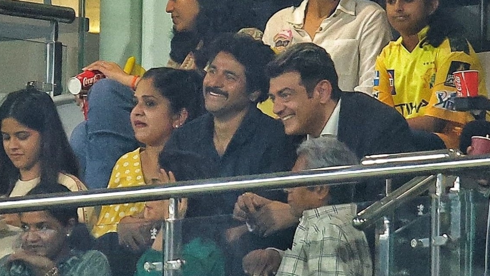 Ajith Kumar watches CSK vs SRH match in Chepauk stadium with wife and son, Sivakarthikeyan joins them too. See pic