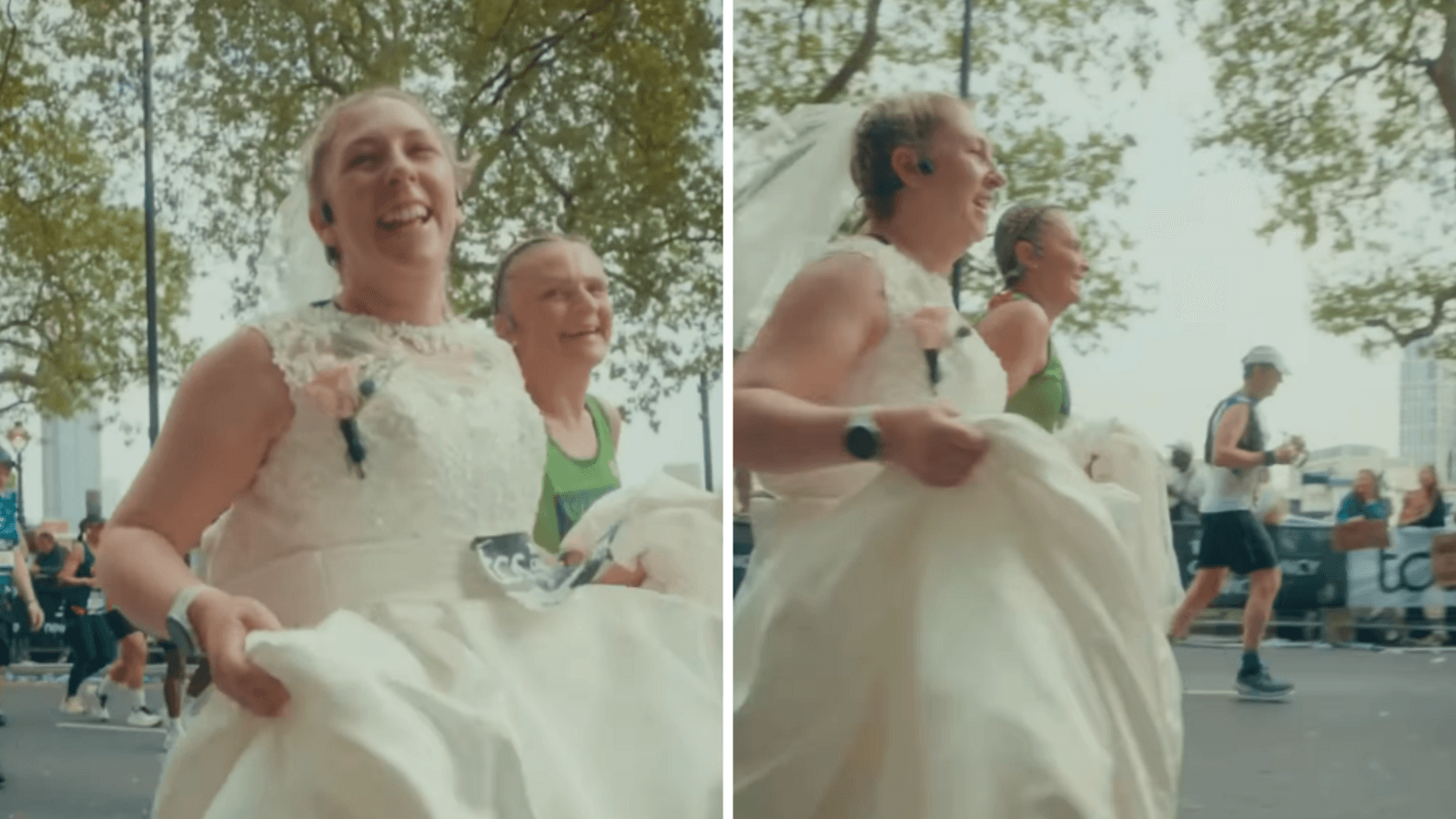 Woman crosses London marathon finish line in her wedding dress, reveals heartbreaking reason