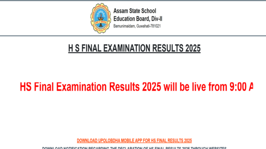 Assam HS Result 2025 Live: AHSEC Class 12th result releasing today at 9 am