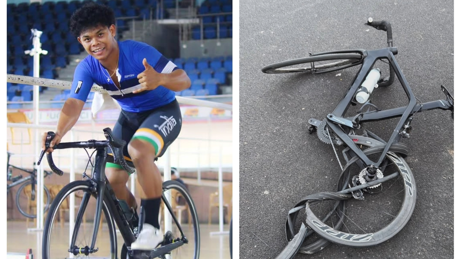 Two speeding bikers hit India's first medalist at cycling world championship, cause injuries