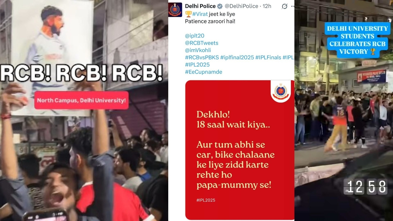 RCB wins IPL 2025: Fans of Delhi boy Virat Kohli celebrate on city streets, Delhi Police's X post steals smiles