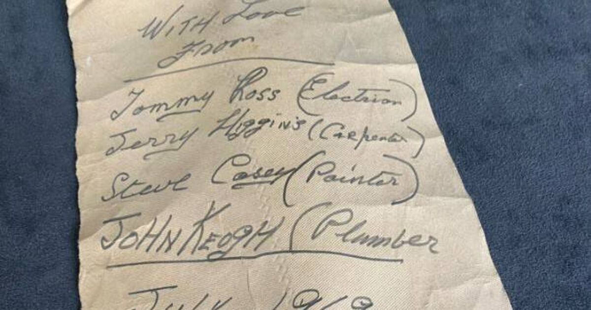 A Cork hotel is on the hunt for four tradesmen after note from 1969 found in lobby walls