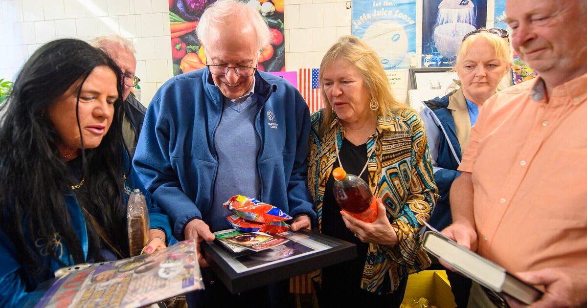 Watch: Bernie Sanders gifted Tanora, Tayto and Chester cake during Cork visit