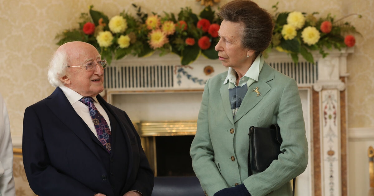 President Higgins greets Britain's Princess Anne at Áras in 'courtesy call'