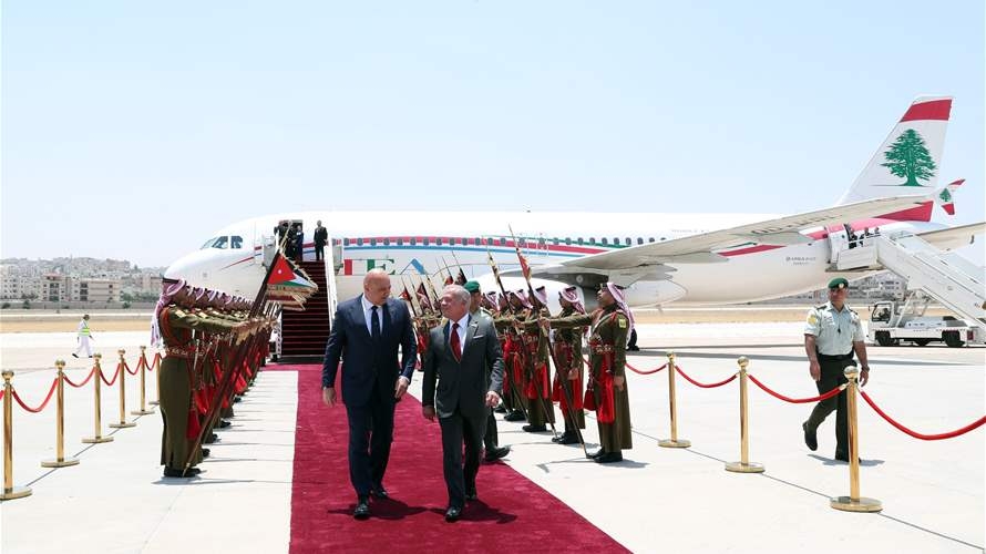 President Joseph Aoun arrives in Jordan for summit talks