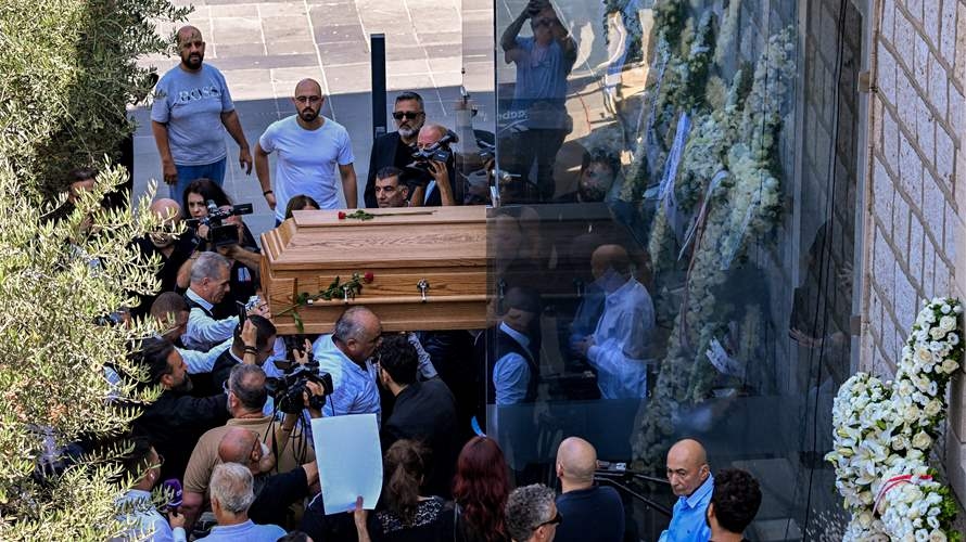 Ziad Rahbani's funeral procession arrives at Bikfaya church for final farewell