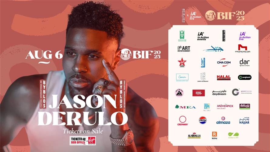 Be ready to dance 💃 the night away on the beautiful beats of Jason Derulo! Don't miss out on this event as part of the Byblos International Festival. Get your tickets now!